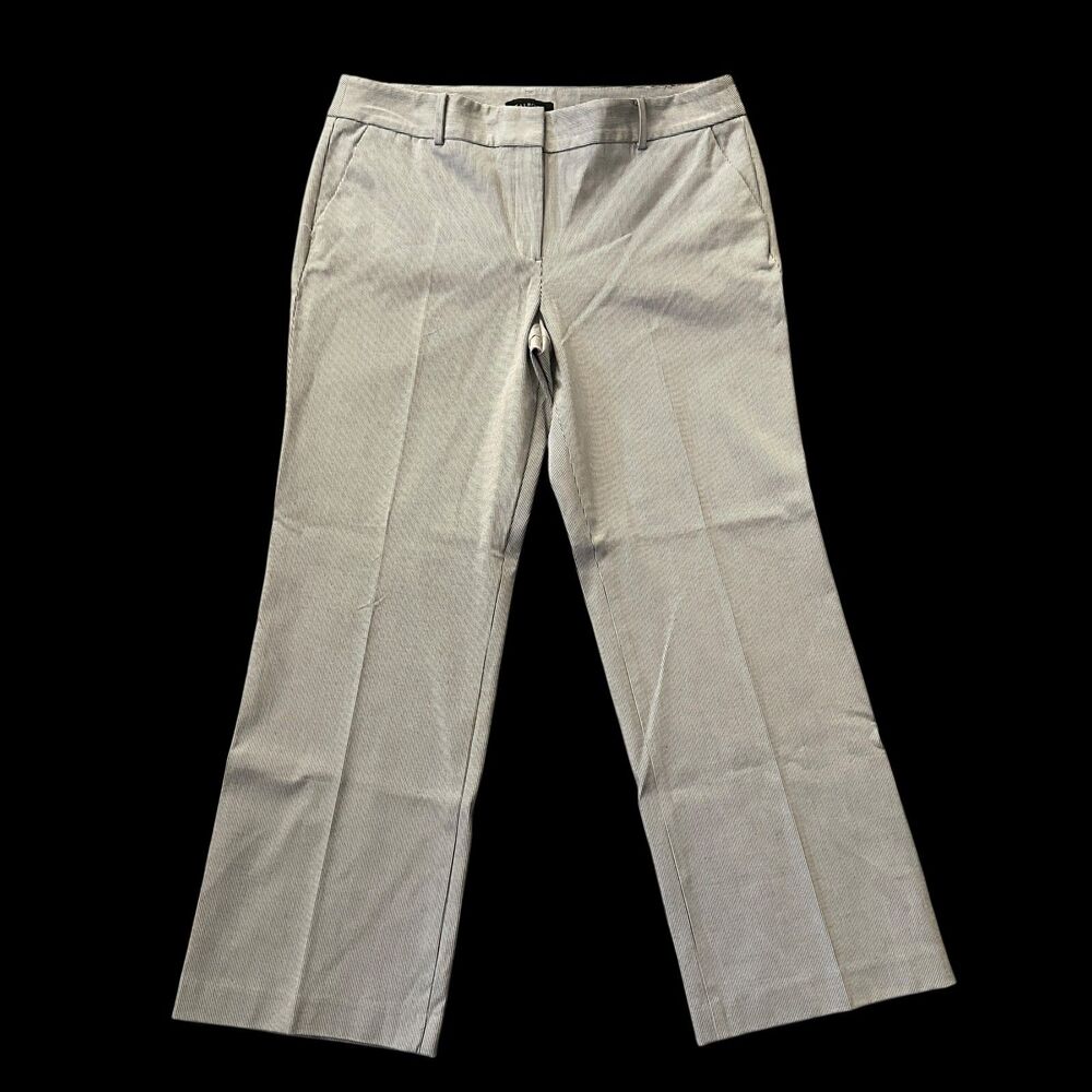 Talbots Grey and White Pinstripe Stretchy Newport Pants Pockets Size‎ 16